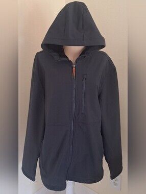 Ozark Trail Black Hooded Performance Jacket with Orange Zip Pull